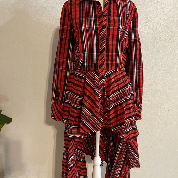 Ann Taylor | Dresses | Ann Taylor Red And Black Plaid Asymmetrical Dress |  Poshmark